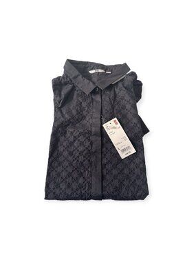 Uniqlo Embroidery Long Sleeve Shirt,  Cotton, Black  Size L, New with tag